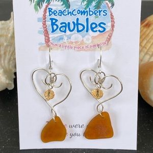 Caribbean Sea Glass/Sterling Silver Earrings